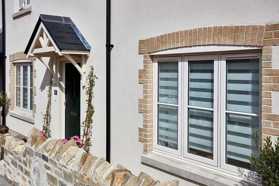 Cream flush uPVC casement window front