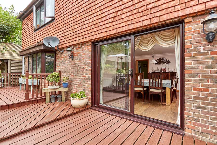 White uPVC Sliding Patio Door in Family Room