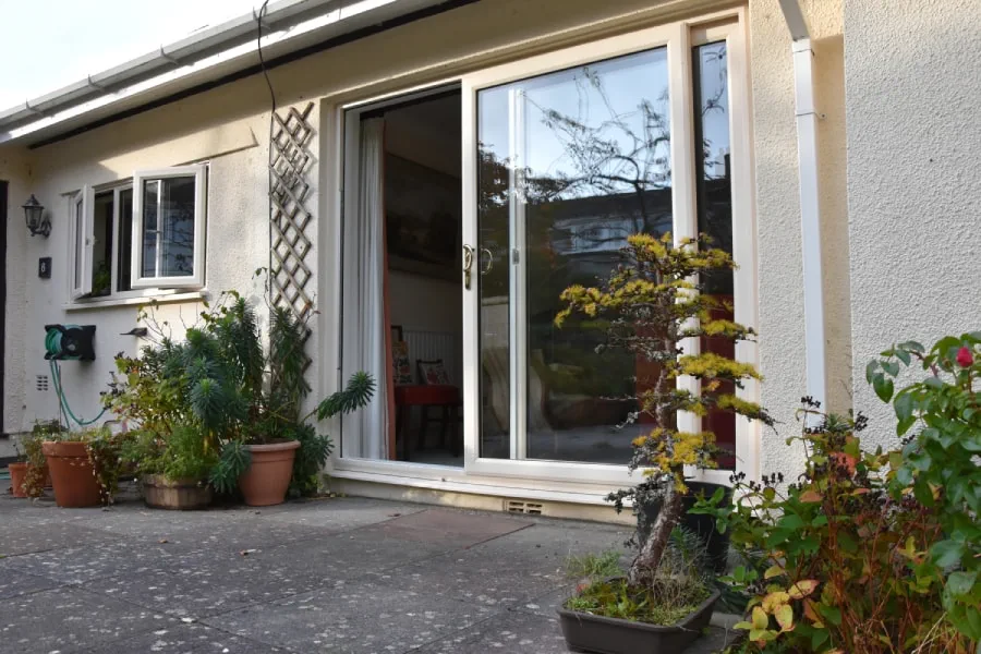 Dual Cream uPVC Patio Doors Exterior