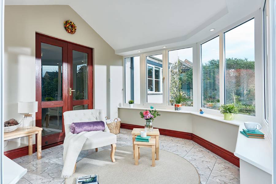 Replacement solid roof conservatory interior view