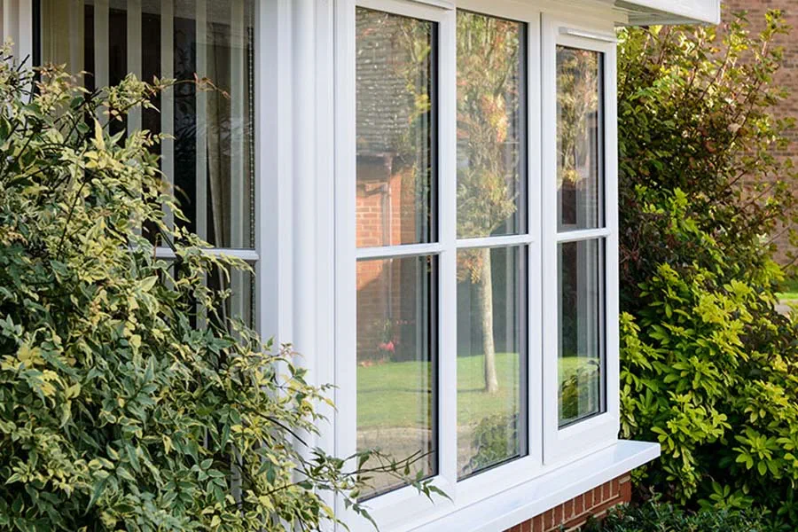 White UPVC cottage bay window