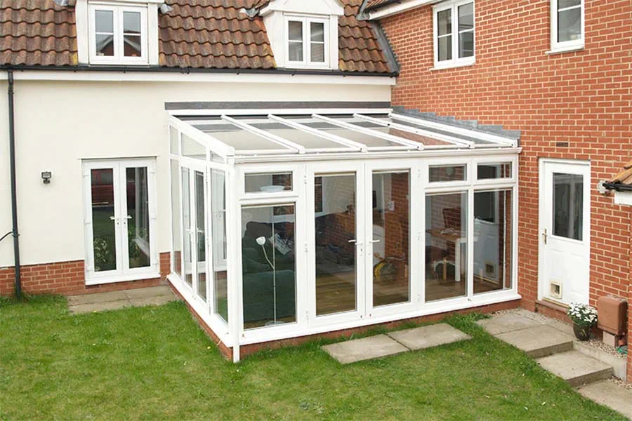 White UPVC lean to conservatory modern home