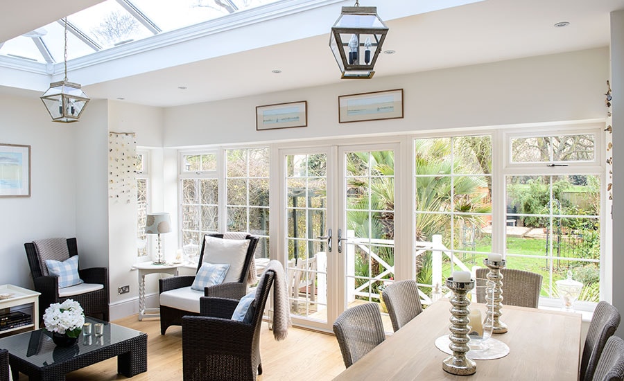 White UPVC orangery rectangular roof lantern
